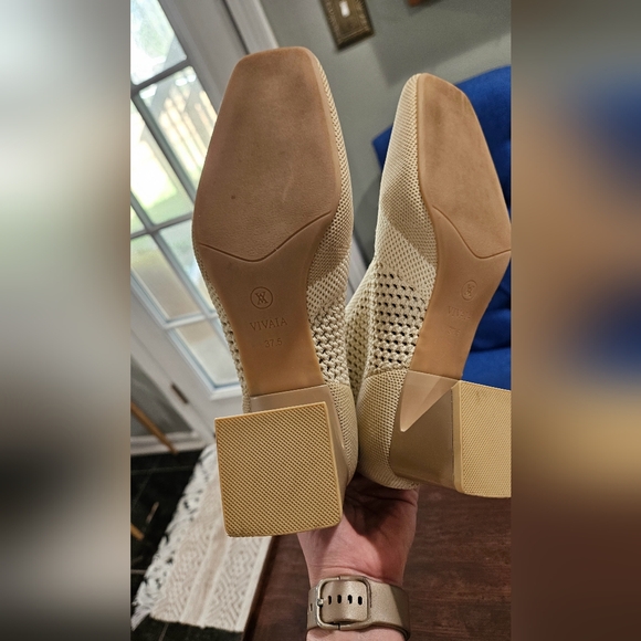 VIVAIA Square-Toe Perforated Heeled Boots(Melissa) In Cream Ivory. Size 7 - Picture 9 of 15